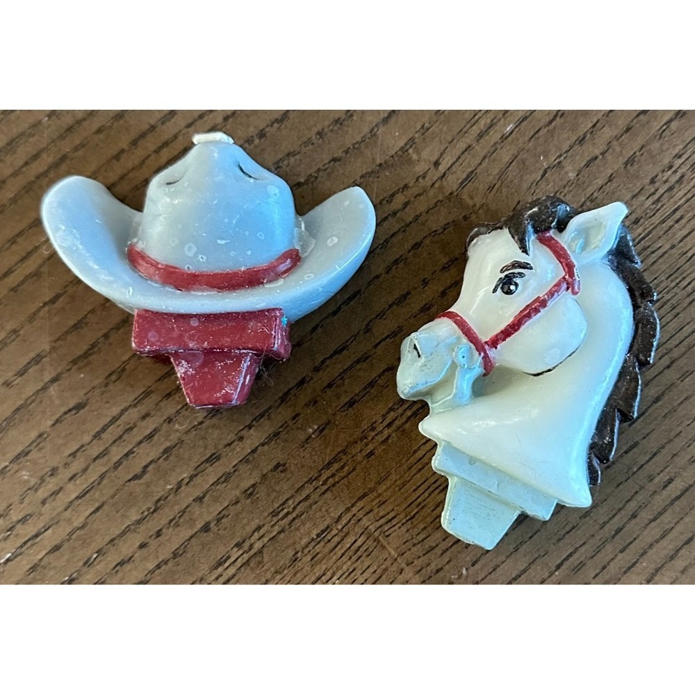 Vintage‎ Horse Head and Cowboy Hat Candles Unused Western Birthday